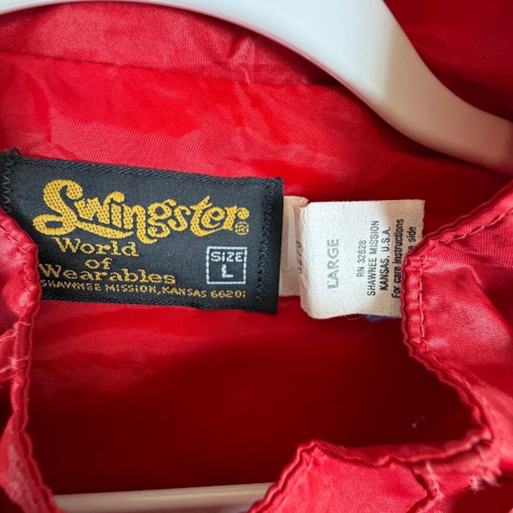 Vintage 70's Swingster ICM Red Nylon Windbreaker Jacket‎ Mens Large USA